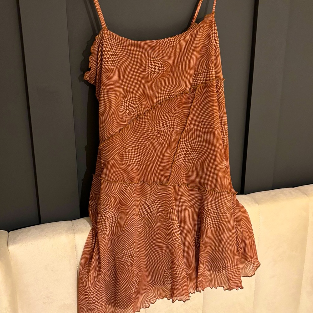 Urban Outfitters Moxie Mesh Mini Slip Dress Brown - Picture 2 of 7